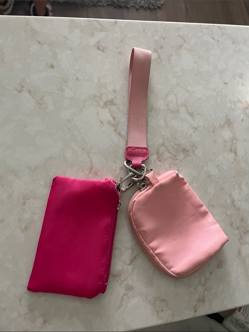Amazon Dual-Pouch Wristlet Key & Card Holder — Hot Pink & Light Pink